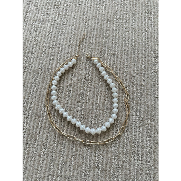 Pearl and gold chain necklace - Picture 1 of 1